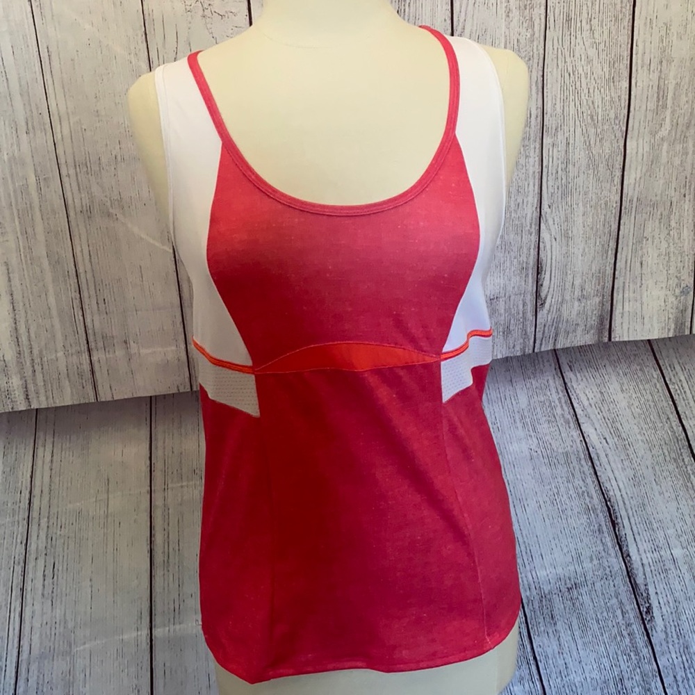 Lucky in Love pink/white Razorback tank medium EUC